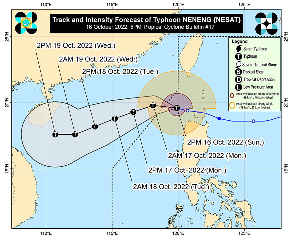 Forecast track of Typhoon Neneng.